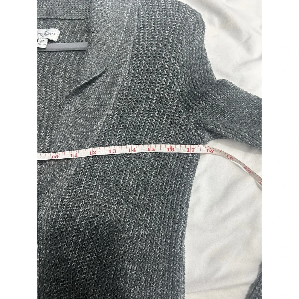 American Eagle Chunky Knit Gray Cardigan S Grandpa Core Coastal Granny Minimalis